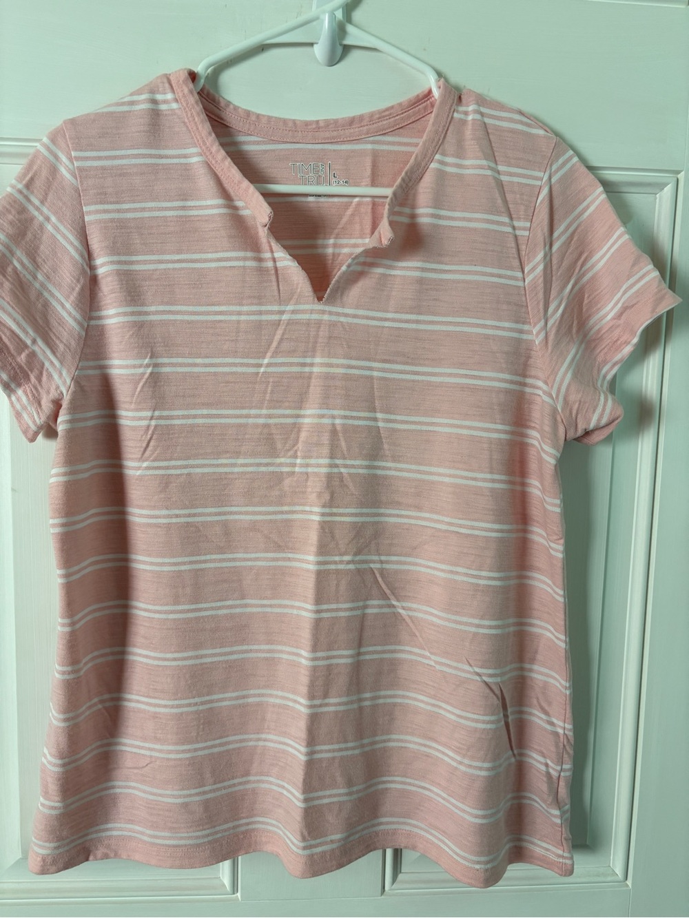 Womens Pink Stripe Short-Sleeve Top - Soft Cotton